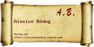 Alexics Bódog névjegykártya